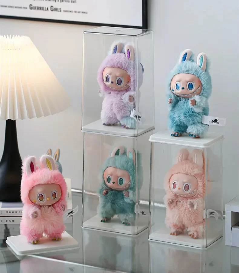 Transparent Stackable Plush Toy Display Box for Labubu Blind Box Storage Display Rack Plush Doll Storage Cabinet for POPMART
