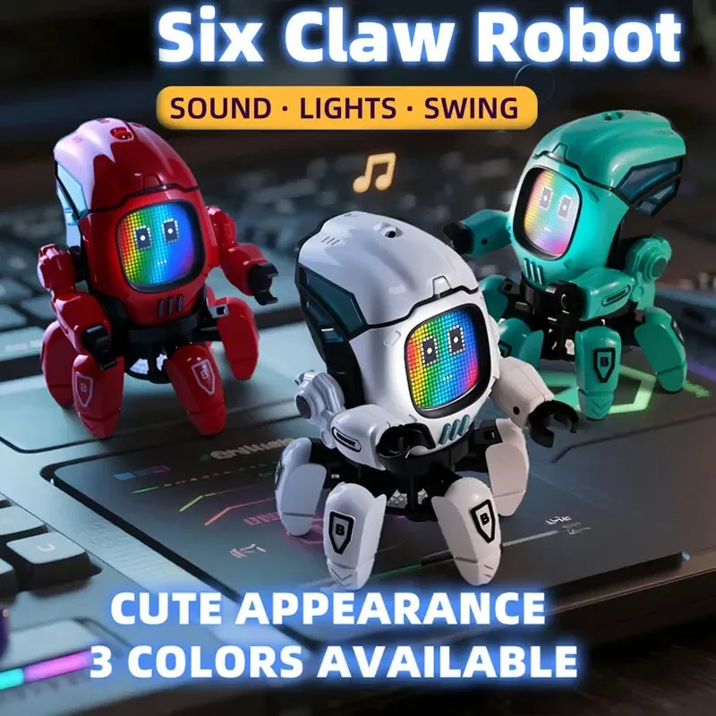 لعبة روبوت راقص مع أضواء LED ومخلب موسيقي لعبة روبوت للأطفال 3 ألوان متغيرة للأطفال فوق 3 سنوات