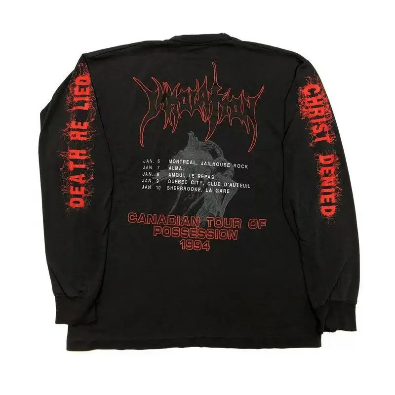 

2000s Gothic Retro Letter Print Casual Loose Long Sleeve Men 2025 Street Hip Hop Harajuku Y2K Fashion Round Neck Top Women