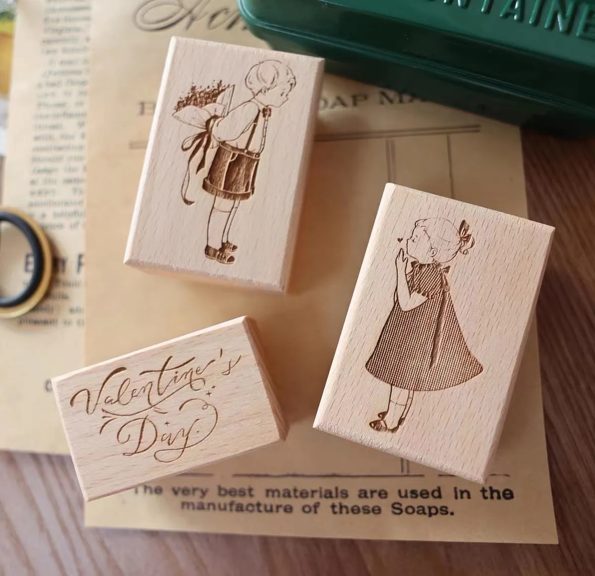 Lovely Valentine's Day Wooden Rubber Stamp for DIY Scrapbooking Photo Album Card Making