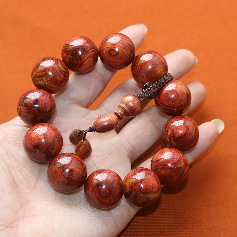 20mm Prayer Beads Bracelet Genuine Natural Chinese HaiNan HuangHuaLi Rosewood Mala Bangle For Men Gift