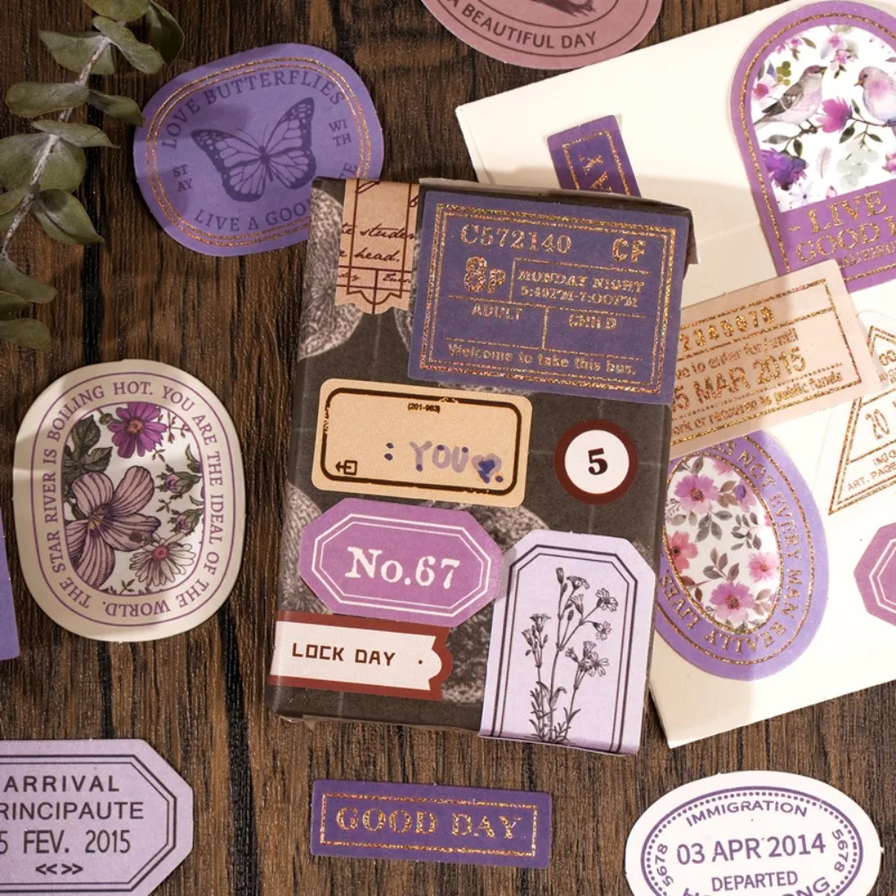 Adesivos Retro para Caixas, Adesivos Decorativos para Selagem, Adesivos para Cadernos, Papelaria Estética, 40 peças/caixa