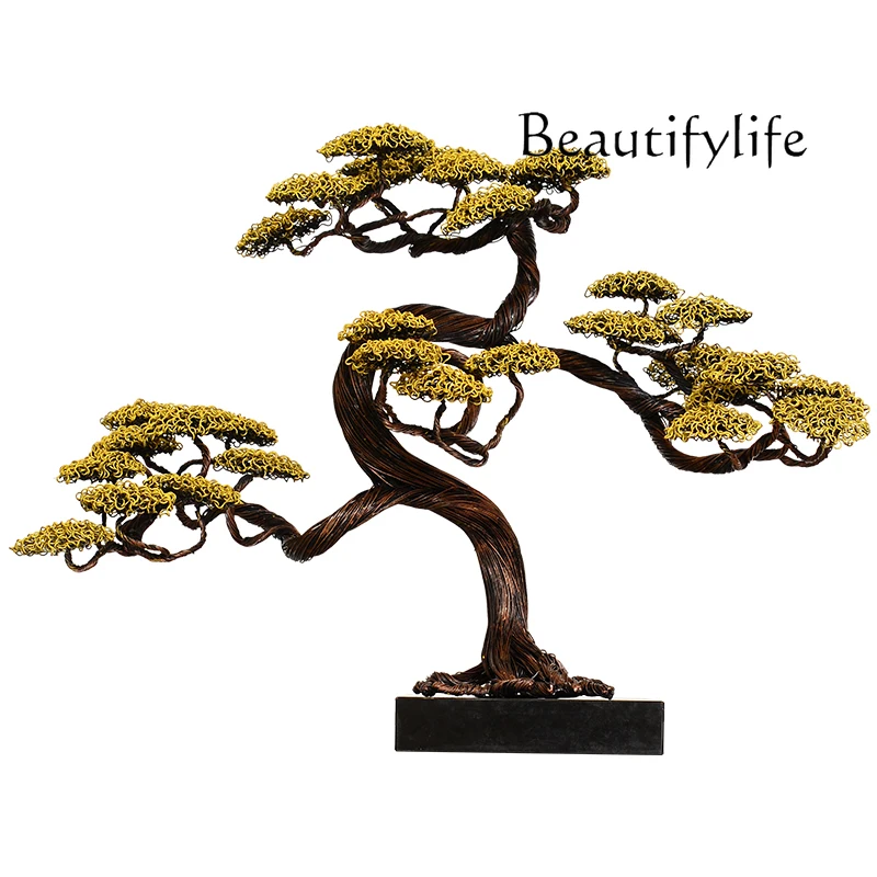 New Chinese Style Hallway Lucky Welcome Pine Large Floor Sculpture Artwork Decoration Soft Decoration