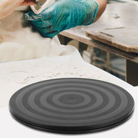 2pcs Plastic Turntable for Packaging Sealing Reusable 360 Degree Rotating Plate Household DIY Round Swivel Stand Non Slip Black