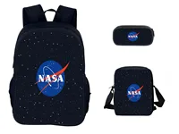Conjunto de mochila escolar ligera para niños, mochila de N-NASA de 3 piezas con bolso de hombro, estuche para lápices, mochila impermeable para estudiantes
