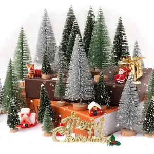 Ornamen Pohon Natal Mini Dekorasi Meja Natal Ornamen Rumah Hadiah Natal Dekorasi Jendela Pohon Jarum Pinus Cedar Dekorasi 8 pohon natal kecil penjualan terbaik - №
