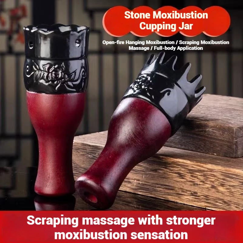 Bian Stone Head Therapy Moxibustion Jar Facial Peach Blossom Moxibustion, Massage Gua Sha Jar Full-Body Home-Use Fumigation