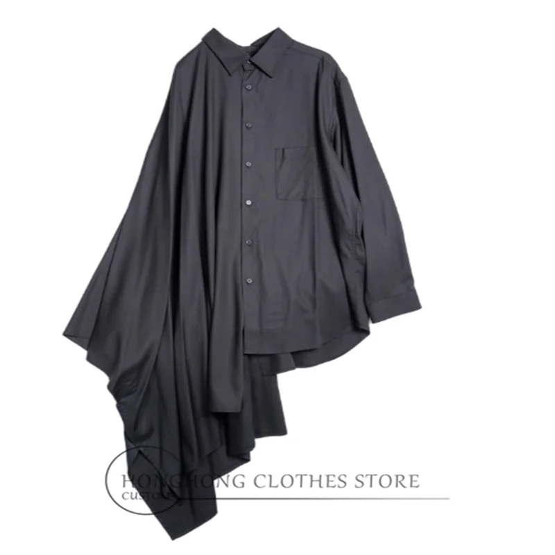 2025 قميص علامة تجارية جديدة غير منتظمة الشكل للرجال، يتميز بقميص مخيط بالرأس مع طية صدر السترة وقميص عالي الجودة للرجال #5