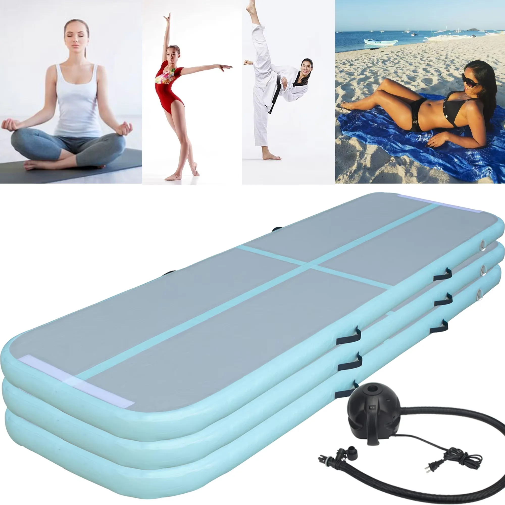 Air Track Tumbling Mat For Gymnastics Inflatable Airtrack Floor Mats With Electric Air Pump For Home Use Cheerleading Training