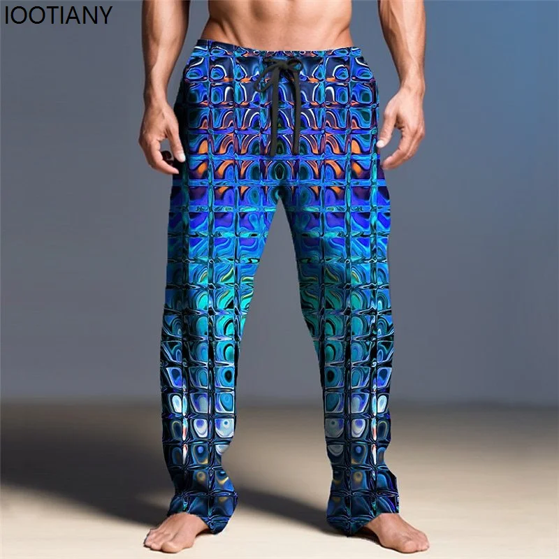 New Autumn Winter Outdoor Sport Casual Pants Men High Waist Stitching Slightly Wide Leg Trousers 3D Printing Straight Streetwear