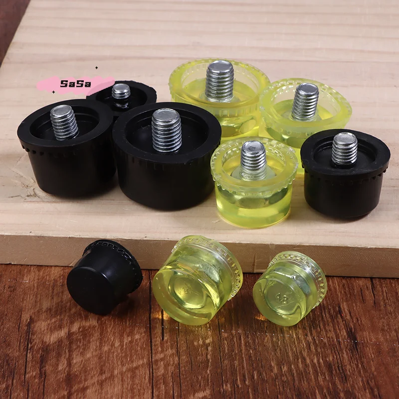 S-1Pair Of Double Face Tap Rubber Hammer Head 25mm 30mm 35mm 40mm 45mm Yellow Black Hammer Replacement Striking Head