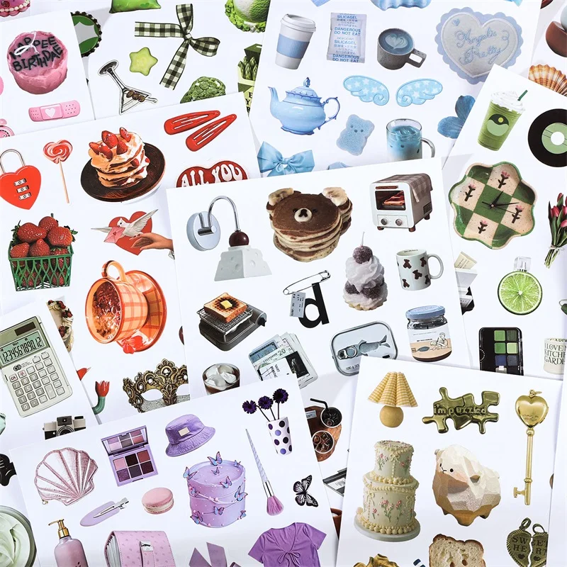50sheets Radiant Color Series A5 Stickers Book Korean Cuisine Small Items DIY Journal Scrapbook Phone Case Decorative Stickers