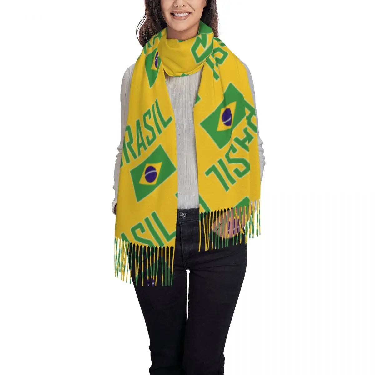 BRAZIL Flag Bra Women Sacrf Brand Cashmere Winter Scarf Scarves Soccer Designer Spring Blanket Scarves Ladies Dropshipping