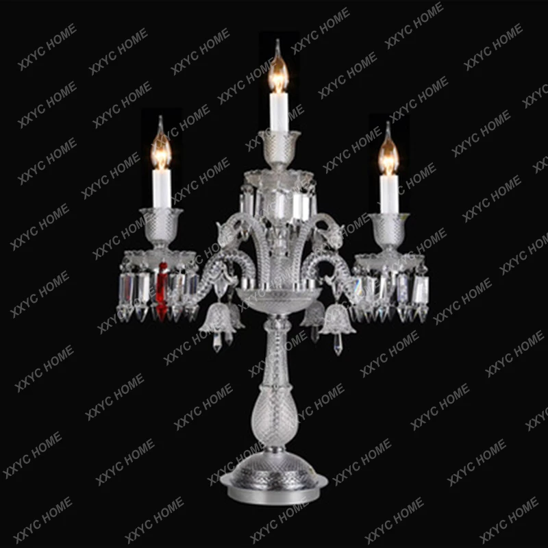 Candlestick European Vintage Creative Nordic Elegant Luxury Crystal Birthday Candles Desk Lamp Table Bedside Luminaria Mesa