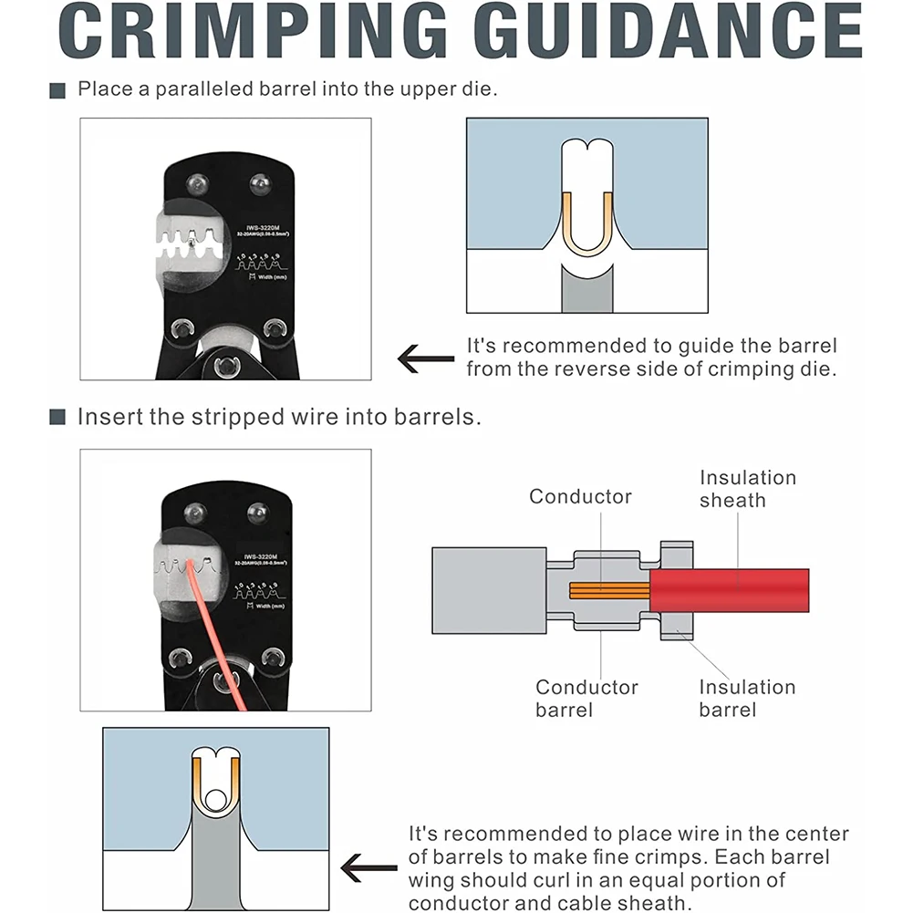 For IWISS IWS3220M Professional Grade Connector Pin Crimper for Reliable Electrical Connections at Home or Work