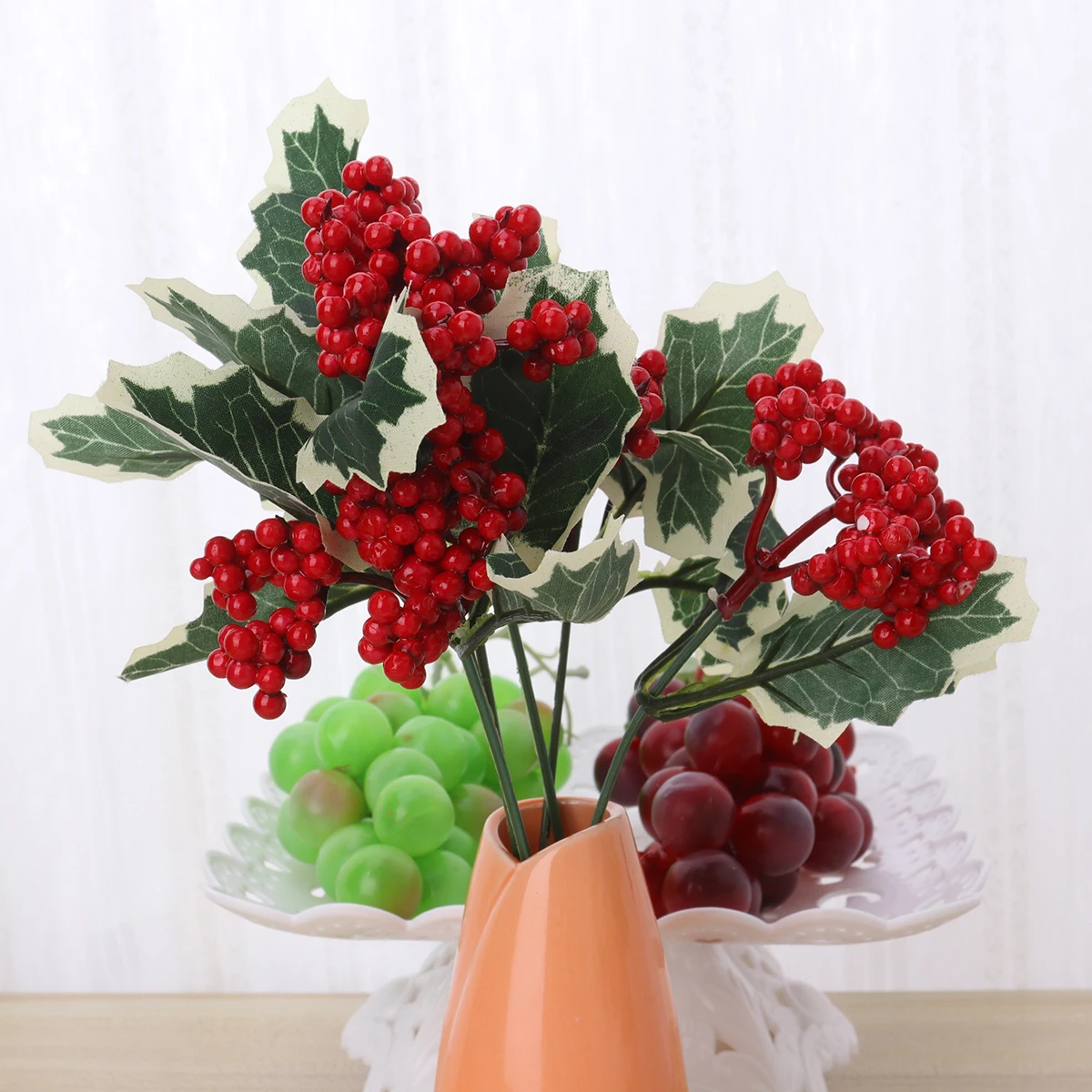 

10 Pcs Ornaments for Christmas Tree Artificial Red Berry Stems Berries Branch Flowers
