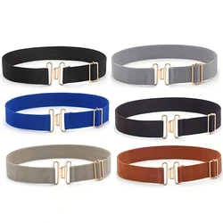 1pc Solid Color Elastic Waist Belt Simple Casual Unisex Belts Adjustable Jeans Pants Waistband For Women & Men