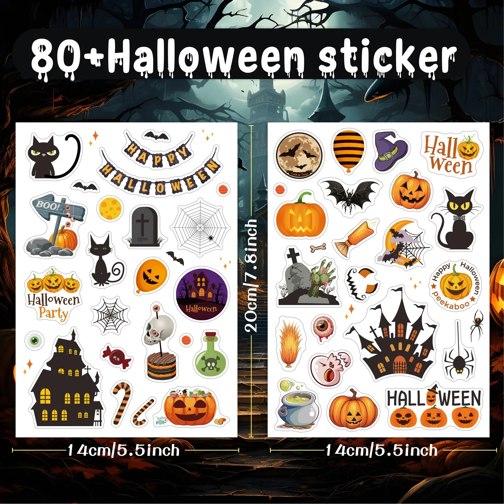 4 Set Cool Halloween Laser Flash Stickers Luggage Cup Aesthetic Decoration Cartoon Anime Pegatinas Waterproof Kids Toys