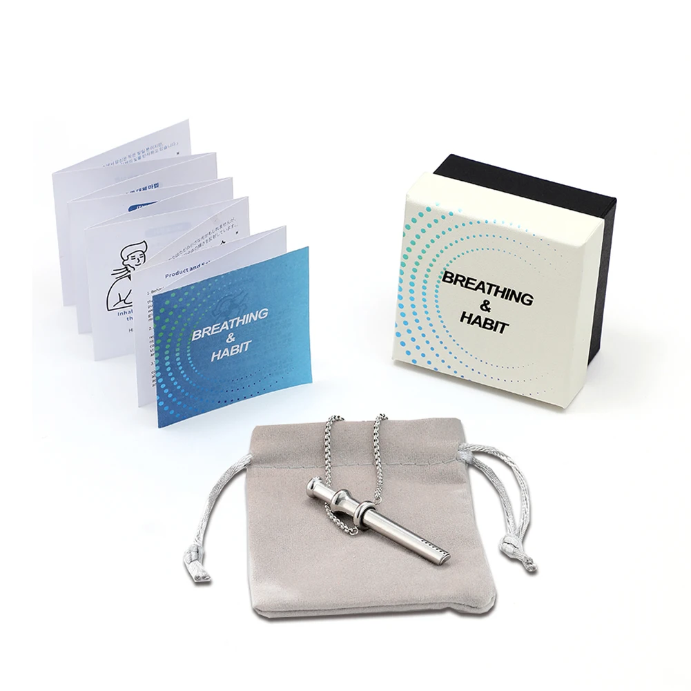 التنفس المقاومة صافرة قلادة الفولاذ المقاوم للصدأ التأمل صافرة قلادة Mindful التنفس قلادة التأمل مجوهرات #5