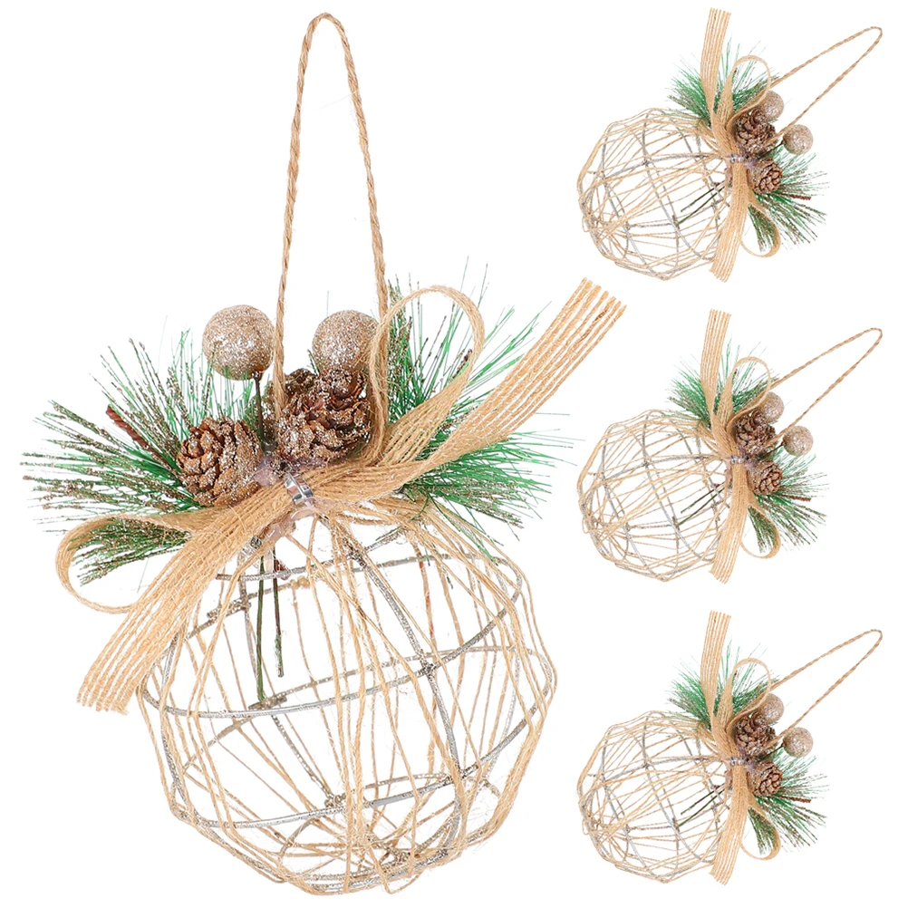 

4 Pcs Balls 8CM Hollow Iron Balls Xmas Iron Hollow Ball Decor Tree Pendant naments Reusable Lightweight Decor