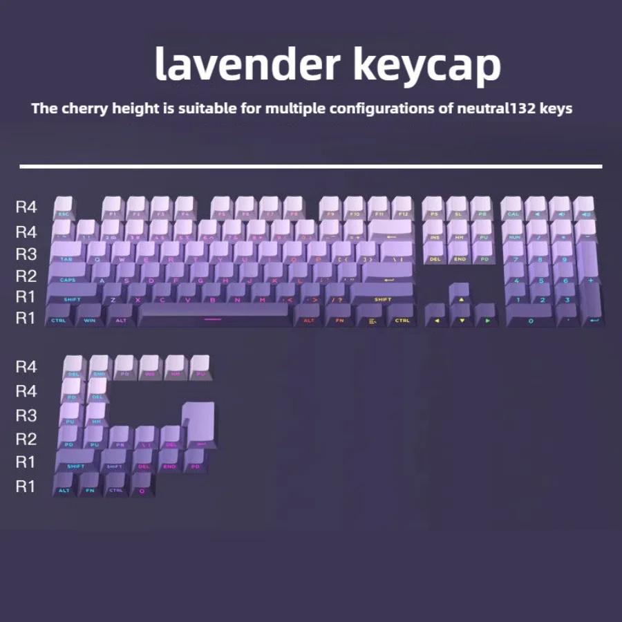 Lavender Side Print Keycap Shine Through Cherry Profile PBT Gradient Color Personality DIY Customed for Mechanical Keyboar