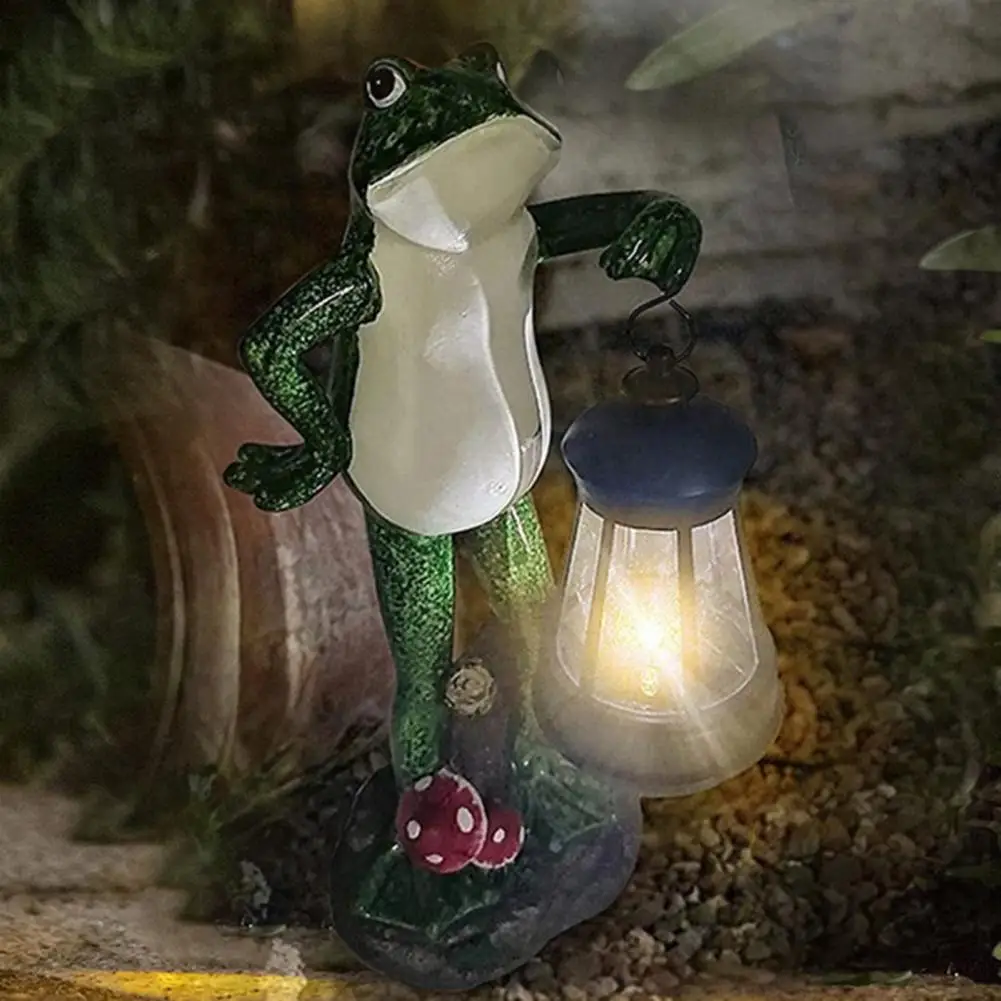 

Rechargeable Solar Garden Light Resin Frog Gnome Solar Lamp Sculpture for Garden Decoration Energy Saving Outdoor for Home