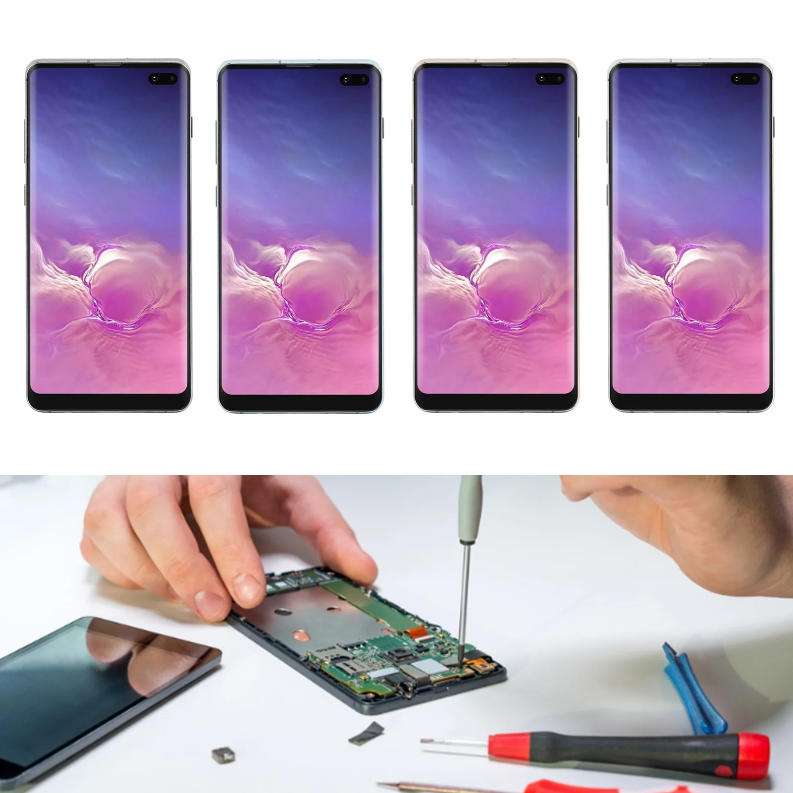 6.4in Phone Screen Replacement for Galaxy S10 Plus LCD Display Digitizer Touch Assembl Repair Kit for SM G975F G975U G975W G975A