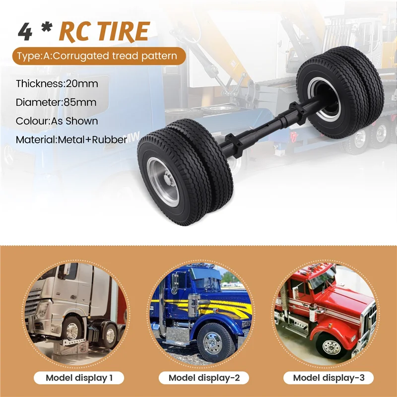 A49K-4 pçs pneu de borracha sem eixo de transmissão de energia para 1/14 Tamiya-RC caminhão carro 770s 3363 fh16 homem diy peças brinquedos