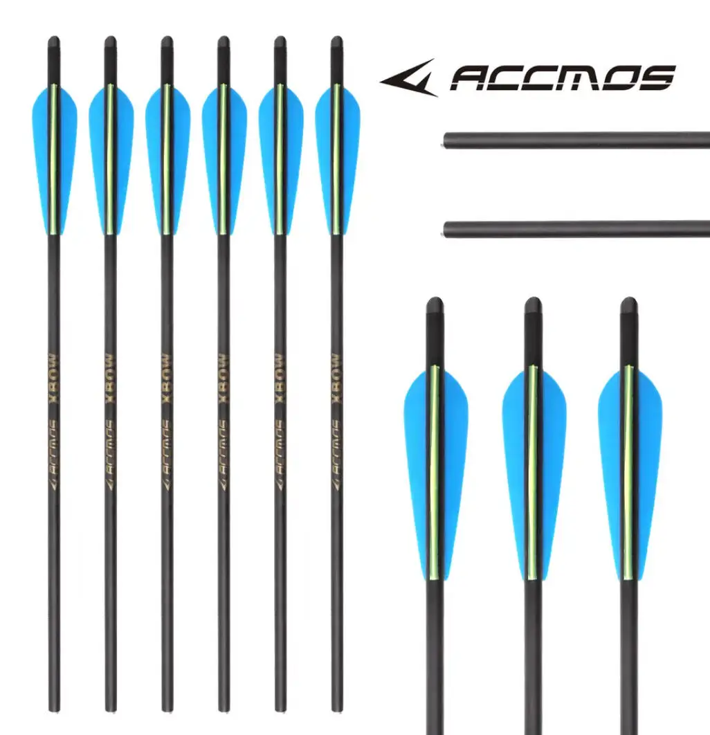 16/18/20/22 Inches ACCMOS 8.8mm Mixed Carbon Crossbow Arrows with Nock & Inserts Archery Hunting Bolts 12pcs
