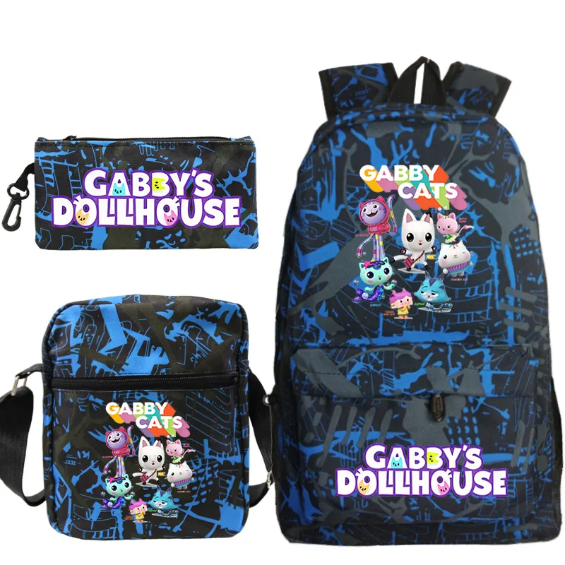 Gabby-mochilas escolares para casa de muñecas, conjunto de 3 uds. De mochilas escolares para niñas y niños, bolsa de regalo para la vuelta a la escuela, Mochila de viaje para adolescentes