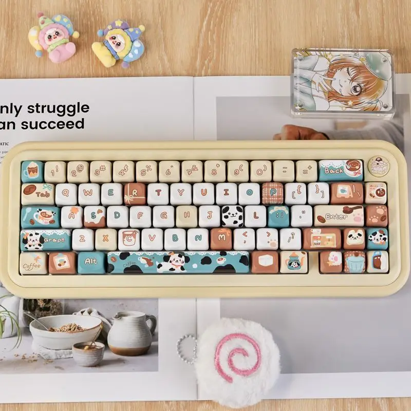 

129 Key Coffee Dog Custom MOA Profile Kawaii Keycap 5 Side Dye Sublimation PBT Keycaps for Mechanical MX Switches Gamer Keyboard