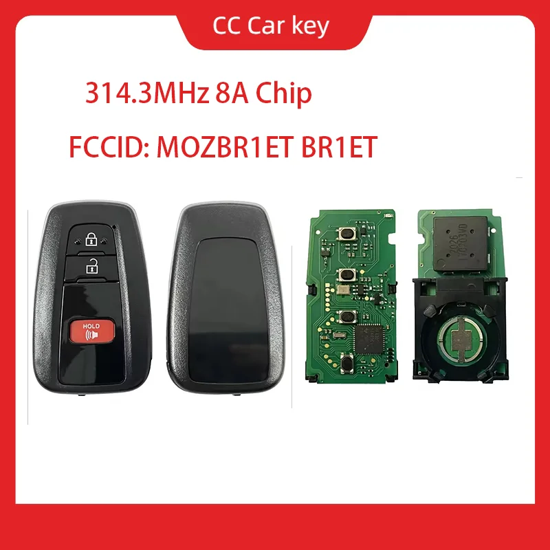 

Послепродажный 3-кнопочный смарт-брелок с дистанционным управлением и чипом 314,3 МГц 8А для Toyota C-HR 2018 2019 FCC MOZBR1ET BR1ET