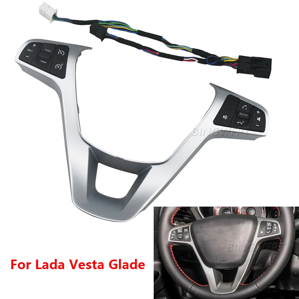 

Car Steering Wheel Audio Cruise Control Switch Button For Glade West 2015-2022 White Backlight For Lada SW Cross 2015-2021