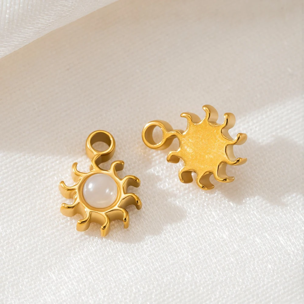 5 Stück/Set Edelstahl Goldfarben Sonnen-Anhänger für DIY Damen-Halsketten Schmuckherstellung Charms Zubehör Komponenten – Detail 4