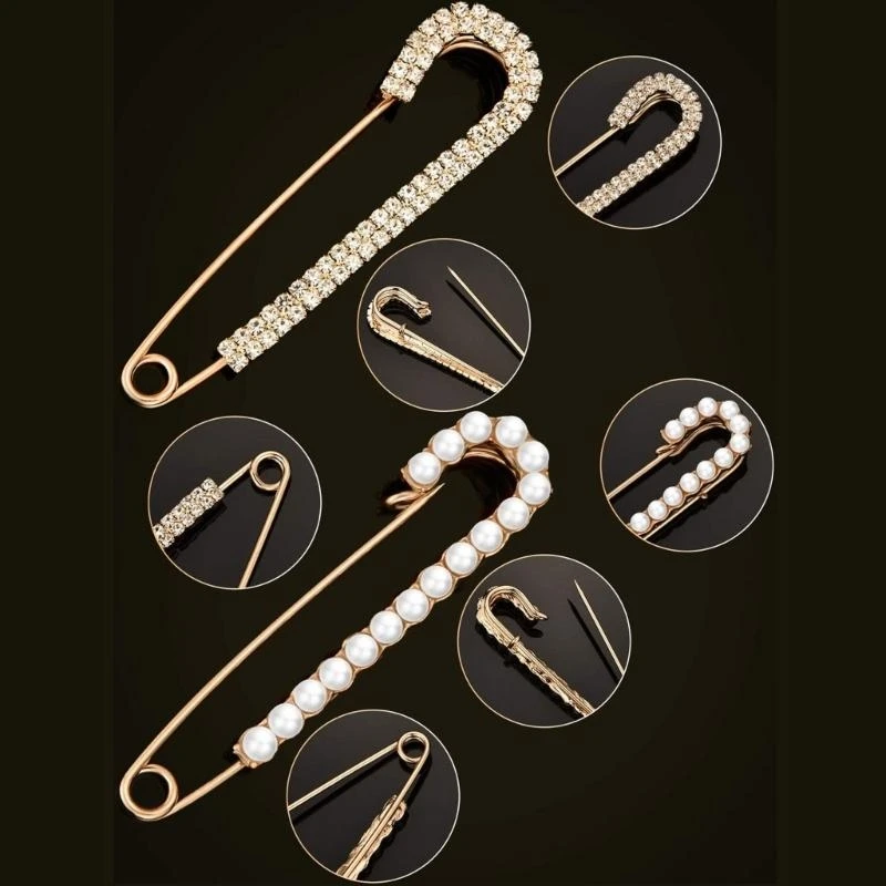 4 قطعة دبوس بروش مزخرف سبائك اللؤلؤ بروش كليب المرأة فساتين راقية كليب لسترة شال وقبعة الديكور