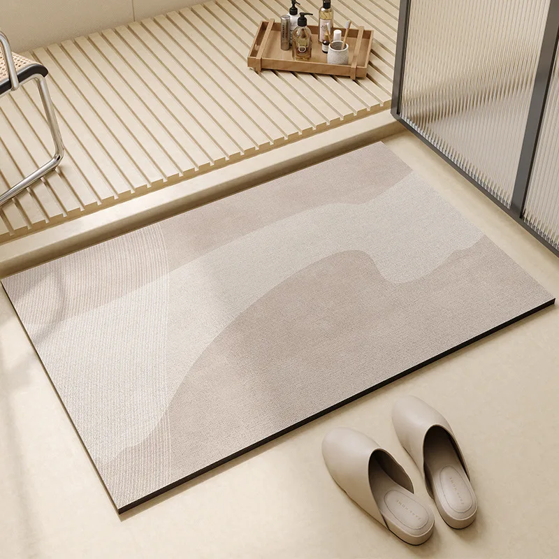 Wabi-sabi Style Diatom Mud Super Absorbent Bath Mats Simple Non-Slip Bathroom Bathtub Mat Quick-Drying Floor Mats Easy-cleaning