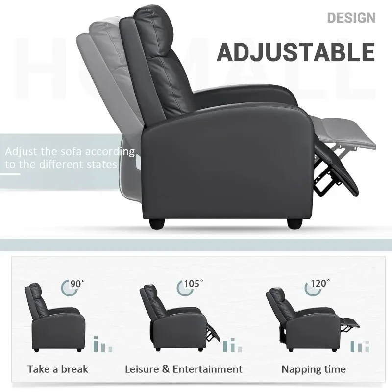 Canapé inclinable en cuir PU pour adultes, fauteuil inclinable avec support lombaire, pour la salle de séjour