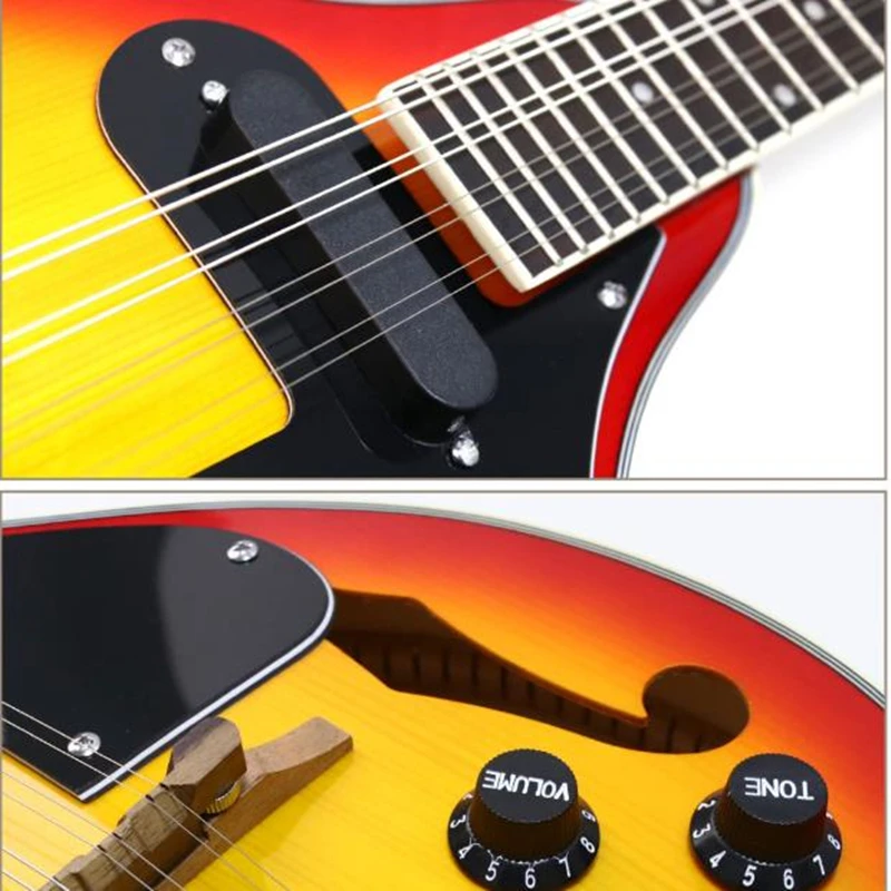 Electric Mandolin Top Spruce Acoustic Guitar 8 Strings Highgloss Hollow F Sound Hole Sunburst Mandocello Instrument Mandolina