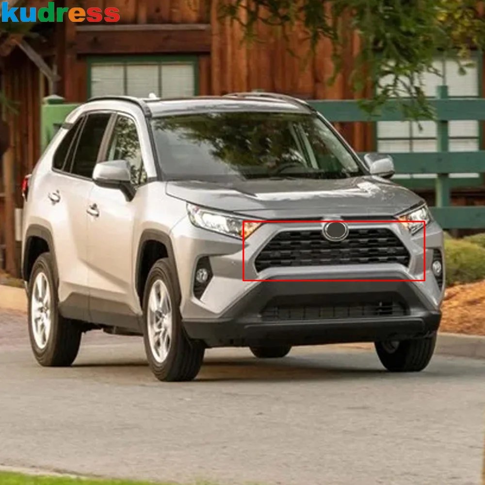 Front Center Grille Grills Mesh Cover Trim For Toyota RAV4 RAV 4 Limited/LE/XLE/Hybrid 2019-2022 2023 2024 Steel Car Accessories