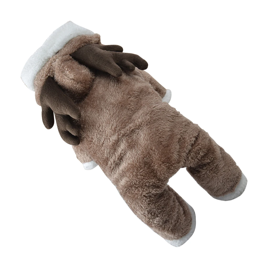 

Dog Christmas Clothes Elk Winter Double Flannel Coat Brown Size M Warm Party Costume Dog Christmas Clothes