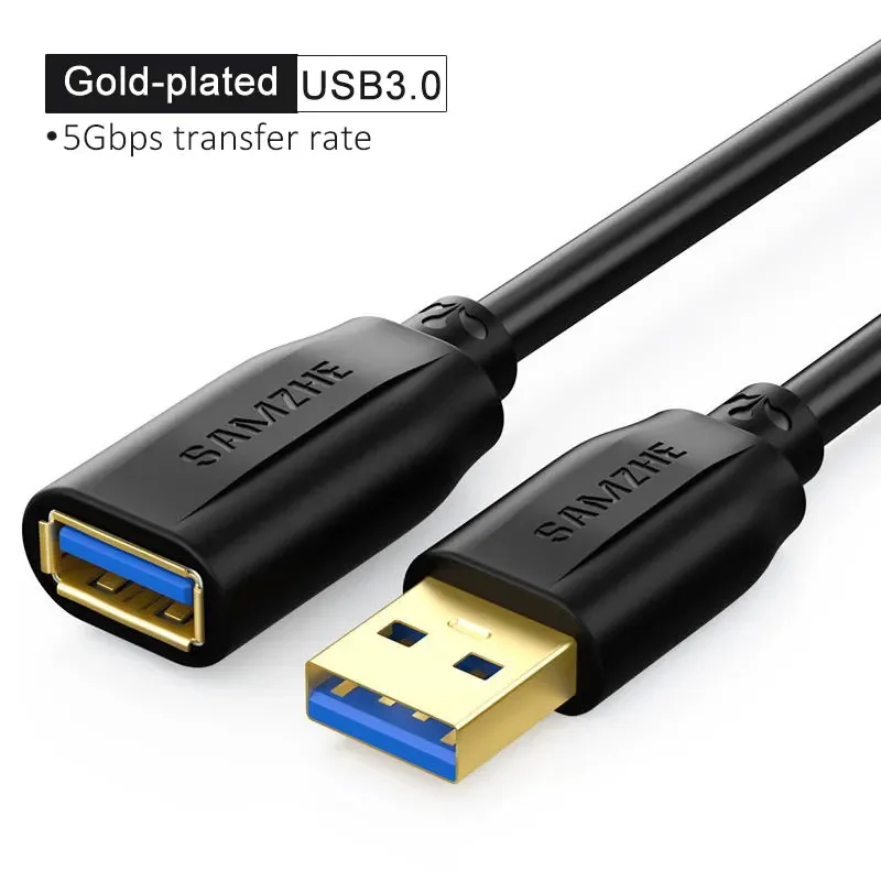 SAMZHE USB 3.0 Verlengkabel Man-vrouw USB3.0 2.0 Verlengkabel Voor PC TV PS4 Computer Laptop Extender Data Cord