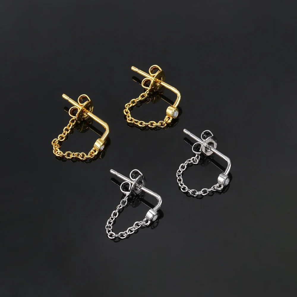 Ear Lobe Helix Hoop Chain Piercing Earrings Zircon Gold Color Tragus Rook Ear Cartilage Accessories Women Jewelry Gift Wholesale