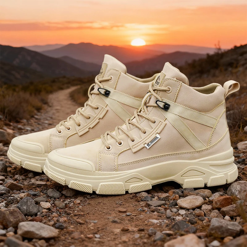 

Men's High-Top Casual Sports Boots, Hiking & Off-Road Lace-Up Tactical Boots, Four-Season Commuting New Style Tactical Ankle Boo