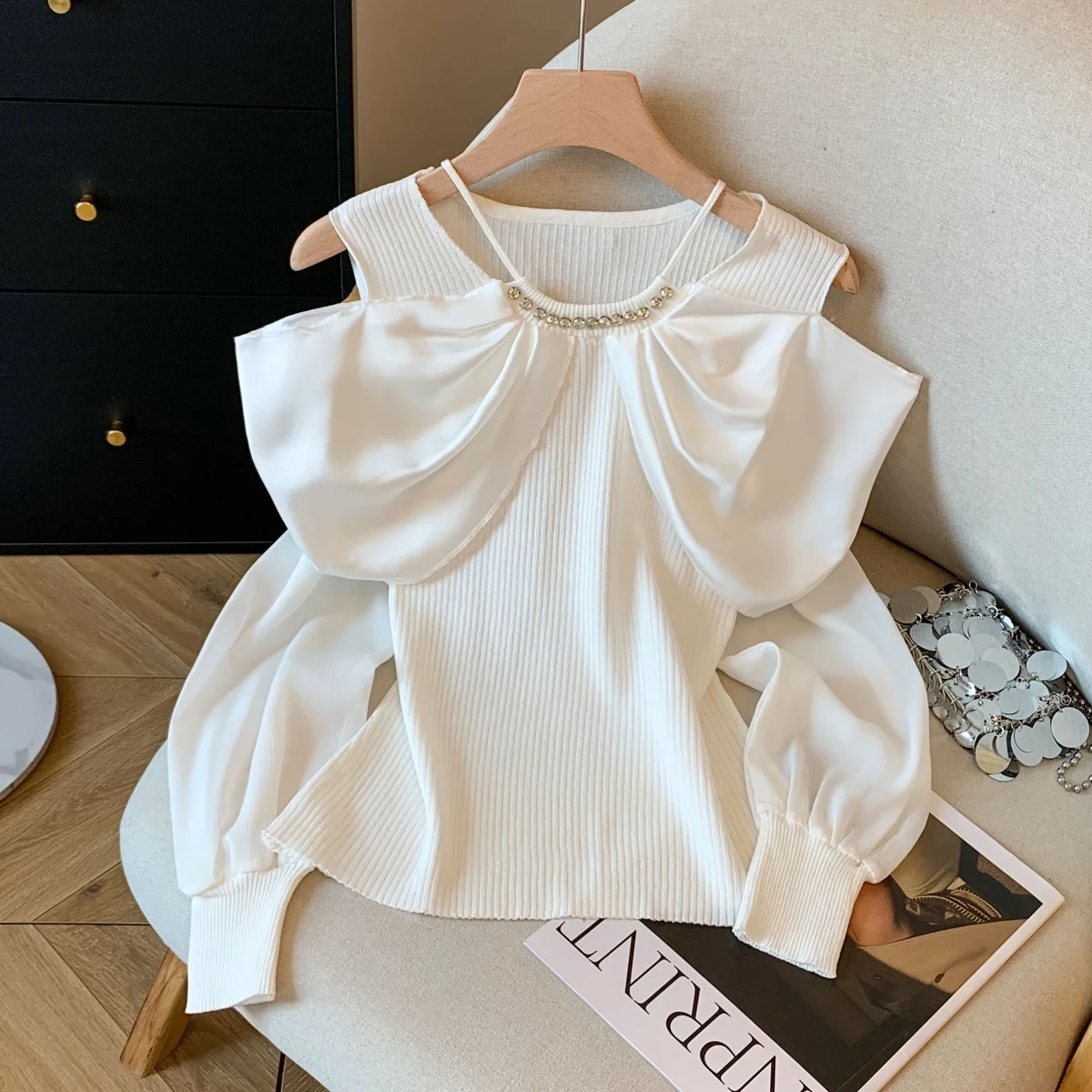 Suéteres jumpers pullovers das mulheres malha lã jerseys pérola detalhe clube noite festa gala multicolorido elegante moda para a frente