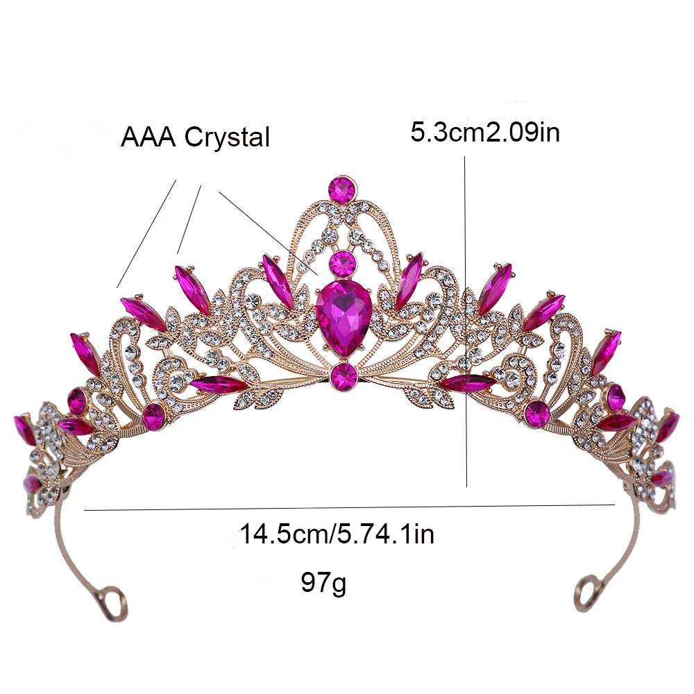 KMVEXO Multiple Color Crystal Crowns Tiara For Women Girls Wedding Rhinestone Bridal Party Crown Diadem Hair Jewelry Accessories