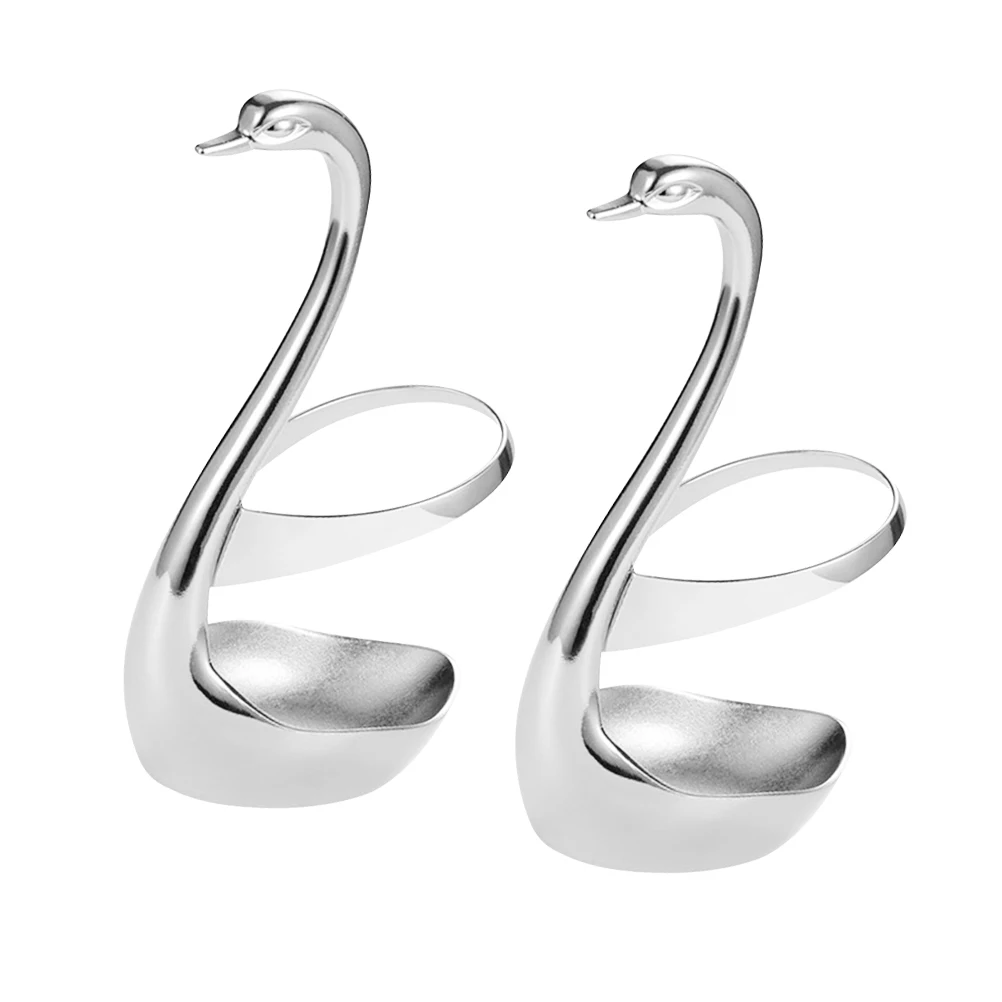 

2Pcs Creative Swan Fruit Fork Storage Bucket Exquisite Design Kitchen Organizer Premium Material Flatware Holder