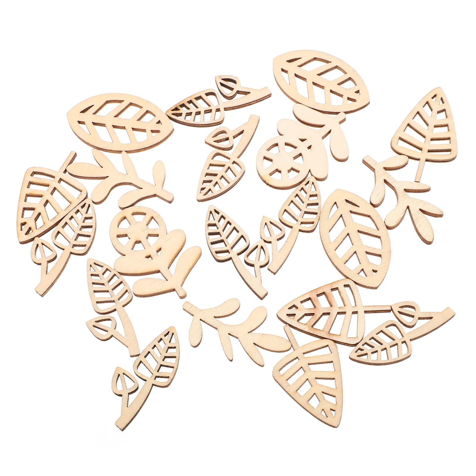 100 قطعة شرائح خشبية حرفية ذاتية الصنع أشكال عشب الزهور الطبيعية مستلزمات الرسم الإبداعية للأطفال رقائق الكتابة على الجدران اليدوية لتقوم بها بنفسك المنزل