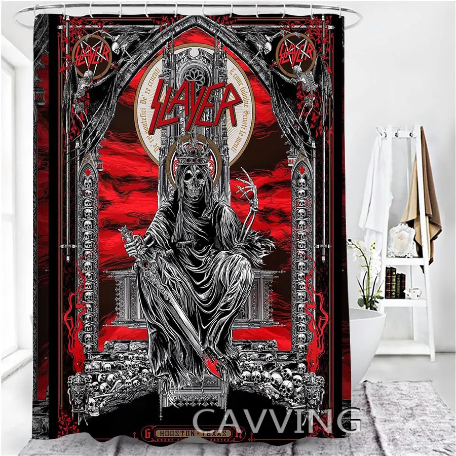 SLAYER Band 3D Printed Shower Curtains Waterproof Bathroom Curtain Anti-slip Bath Mat Set Toilet Rugs Carpets F07