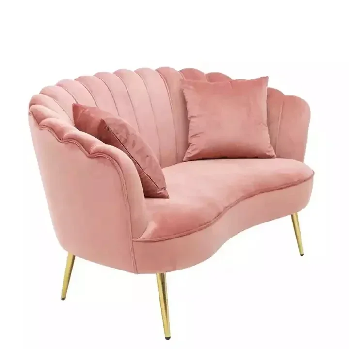 Hot Sale Two Seater Living Room Furniture Sofa Modern pink Velvet Loveseat Luxury Hotel Upholstered Furniture
