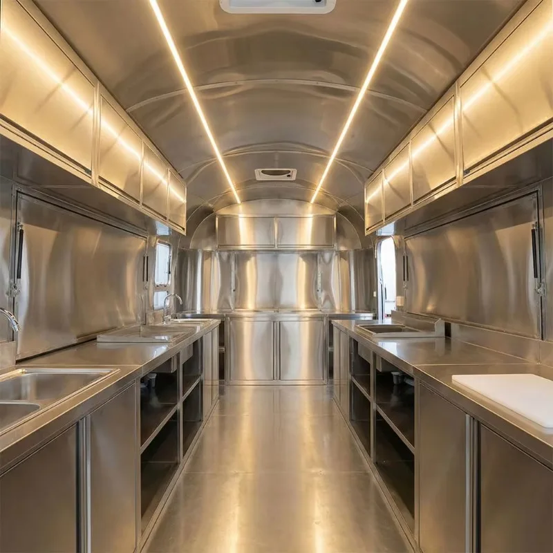 Mobile Food Trailer  Mobile Food Cart Streamlined Style Custom Commercial Grade Mirror Stainless Steel Concession Trailer